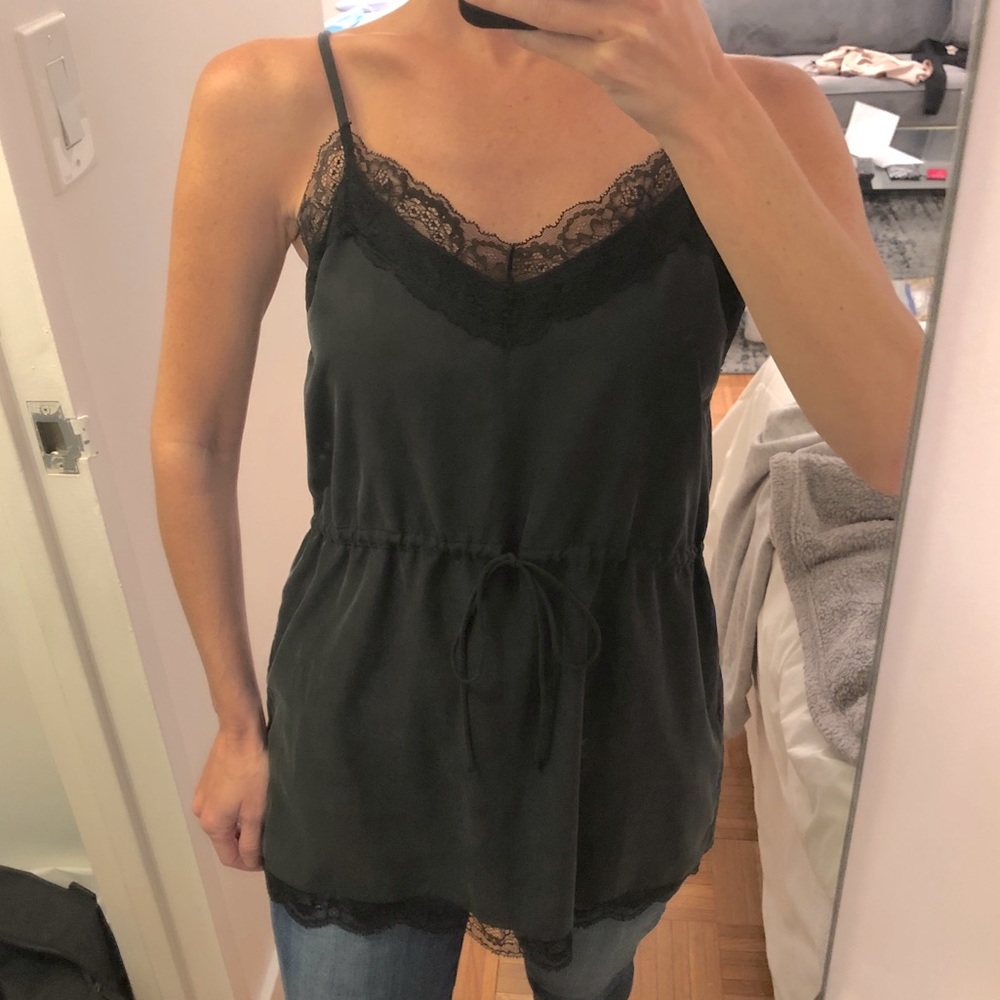Zara Black Tank Top Camisole with Lace Detail